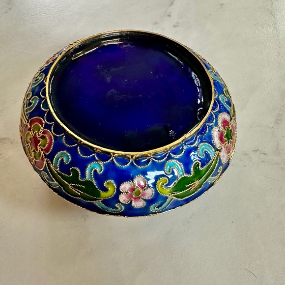 Stunning vintage cloisonné floral trinket box - Picture 3 of 7